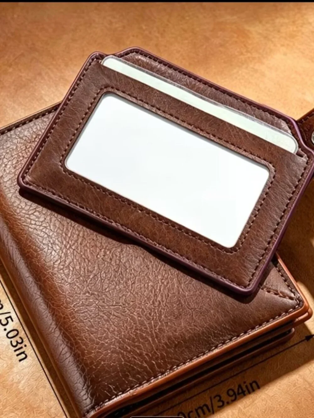 Men's Coffee Trifold Wallet with Detachable ID Window & Multi Card Slots NEW